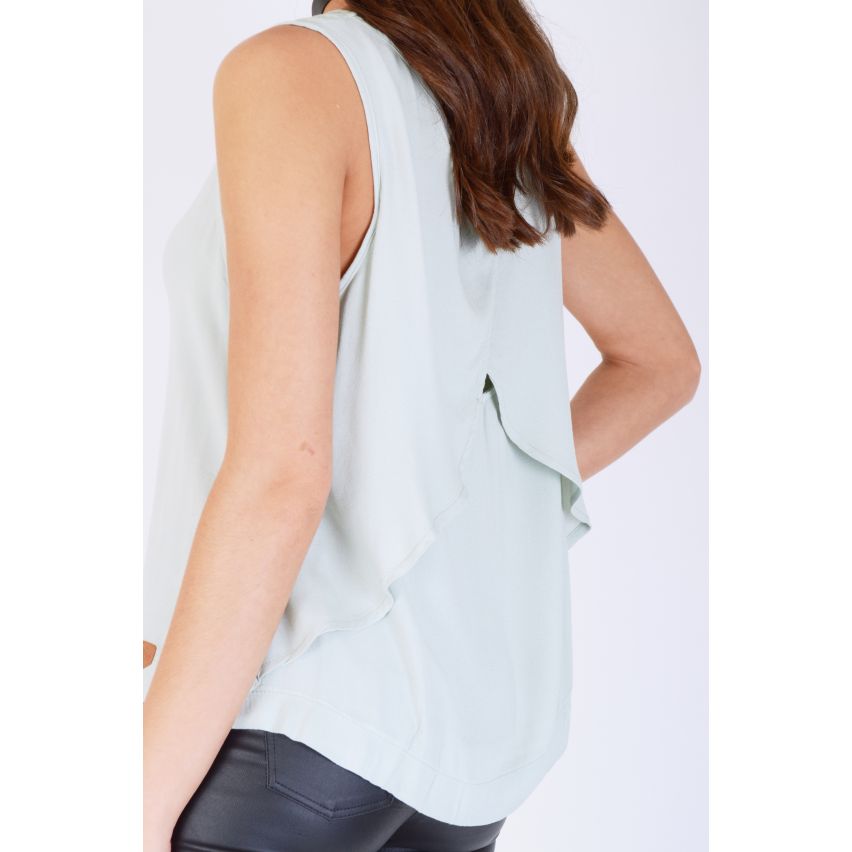 Freitag Projekt Lavendel grünen Chiffon Weste Top mit geschichteten Rücken