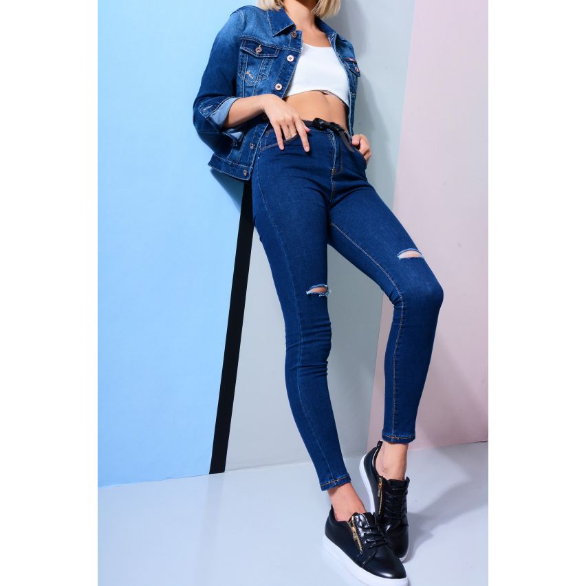 Lovemystyle High Waisted Jean Skinny avec Rip