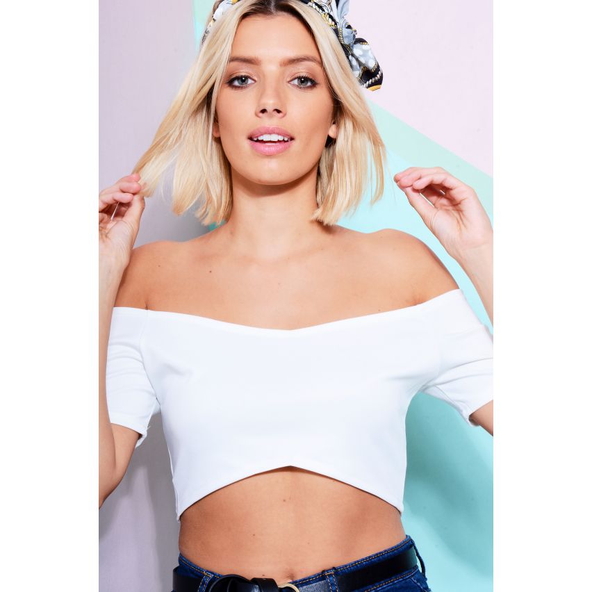Lovemystyle Basic ab Schulter Kurzarm bauchfreies Top In weiß