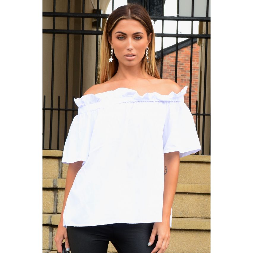 Lovemystyle ab Schulter weiße Rüschen Top mit kurzen Ärmeln