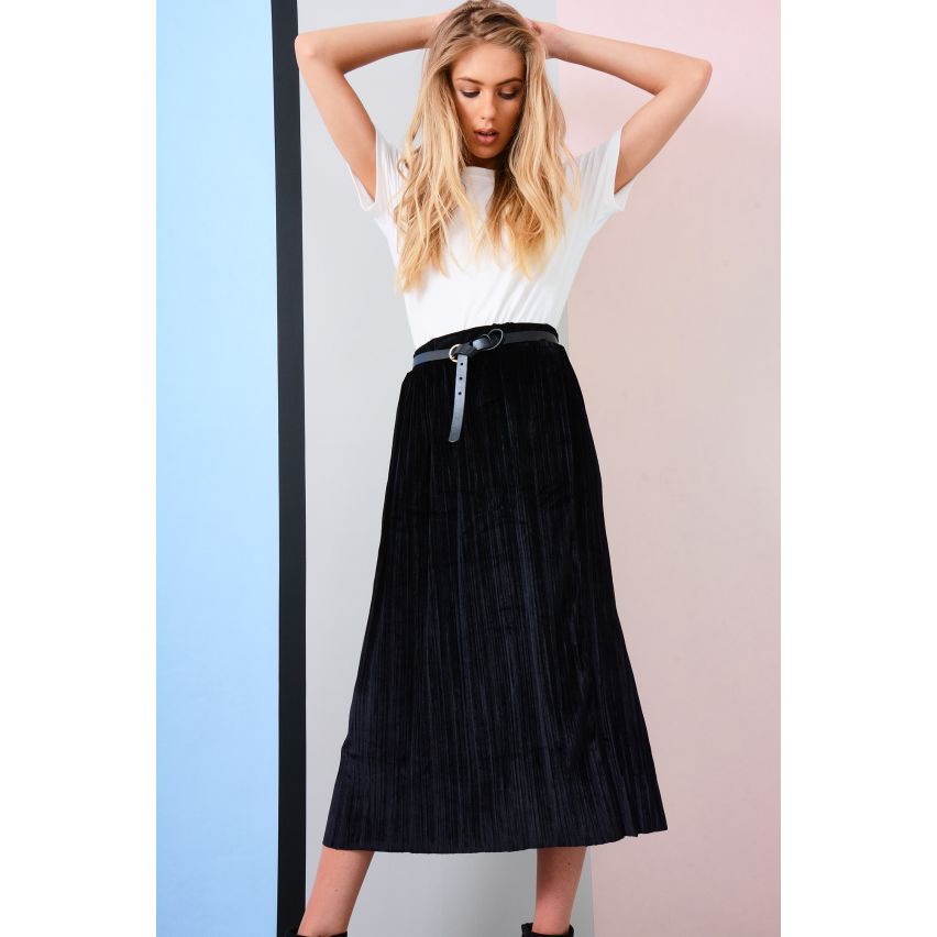 Lovemystyle plissé jupe Midi en noir