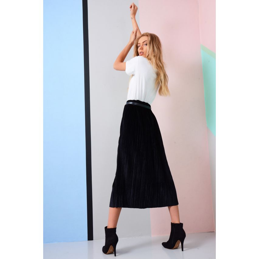 Lovemystyle plissé jupe Midi en noir