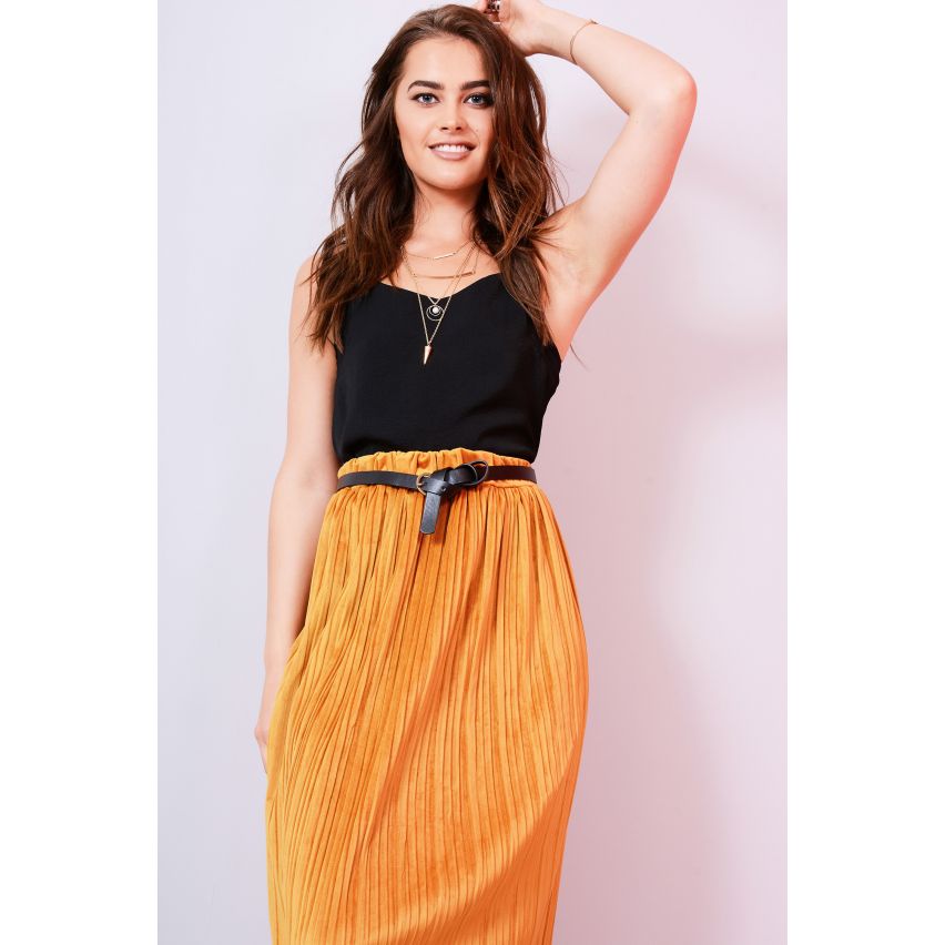 Lovemystyle plissé jupe Midi en or
