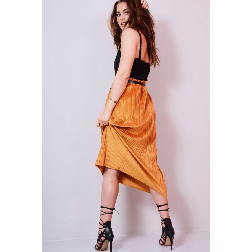 Lovemystyle plissé jupe Midi en or