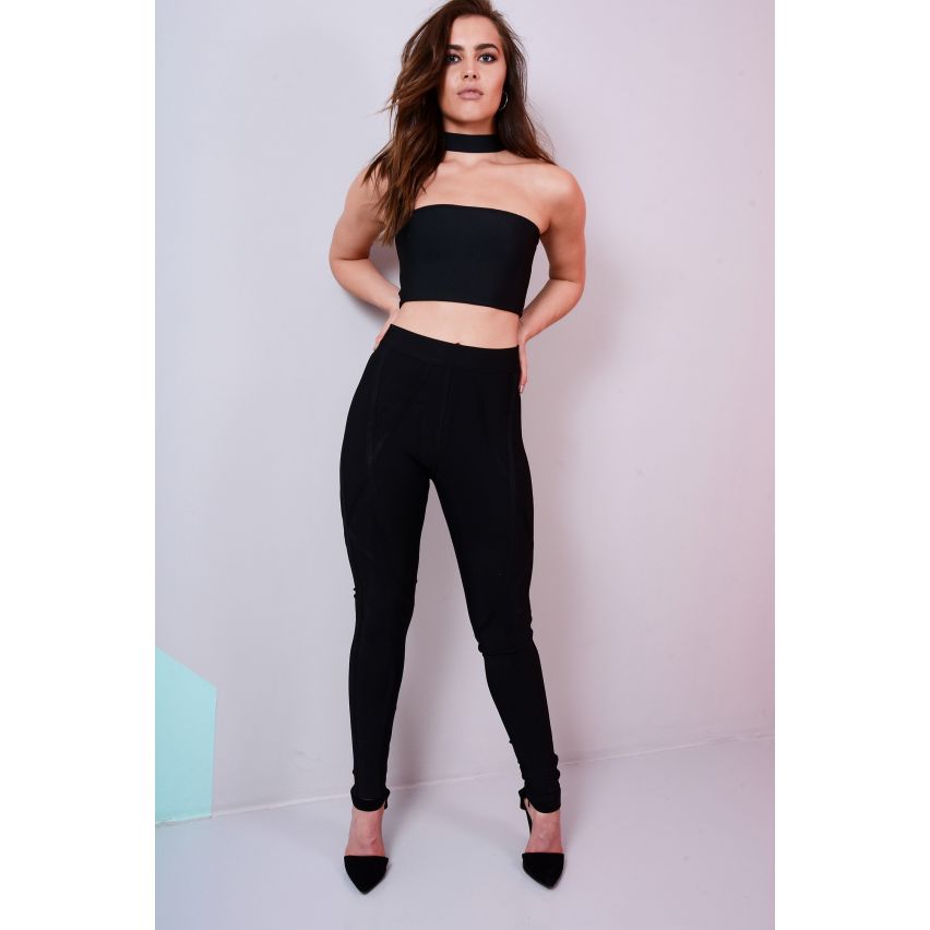 Lovemystyle schwarze Ernte Bandeau-Top mit Halsband-Design