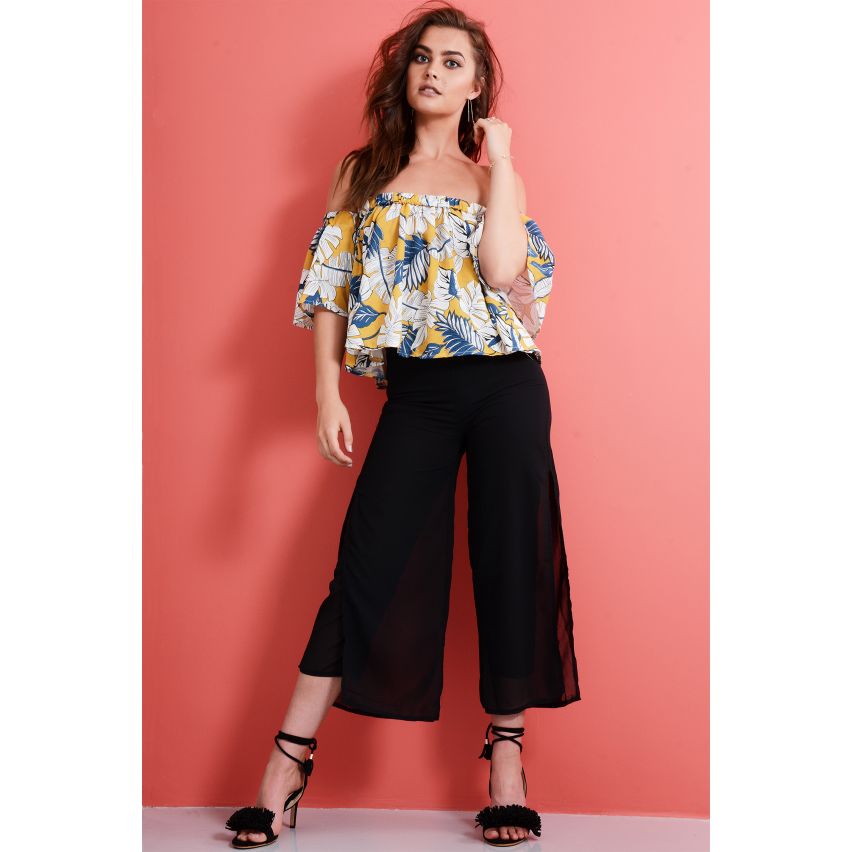 Lovemystyle zwart, hoge taille Culottes met Chiffon Overlay