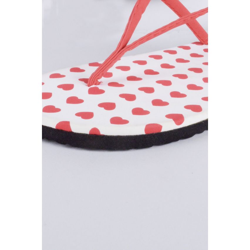Lovemystyle rouge et blanc tongs avec Polkadots coeur