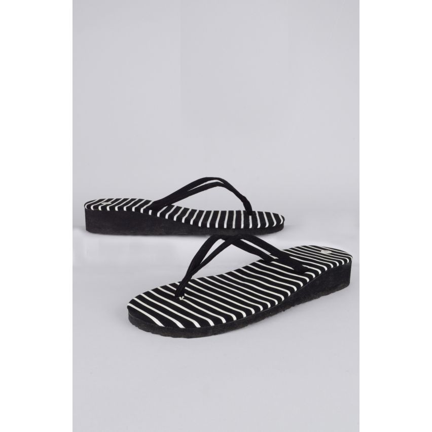 Lovemystyle schwarzen und weißen Streifen Flip Flops mit Keil