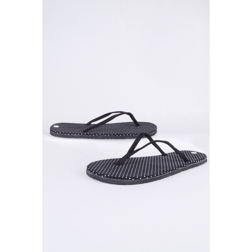 Tongs Lovemystyle noir et blanc Polkadot semelle