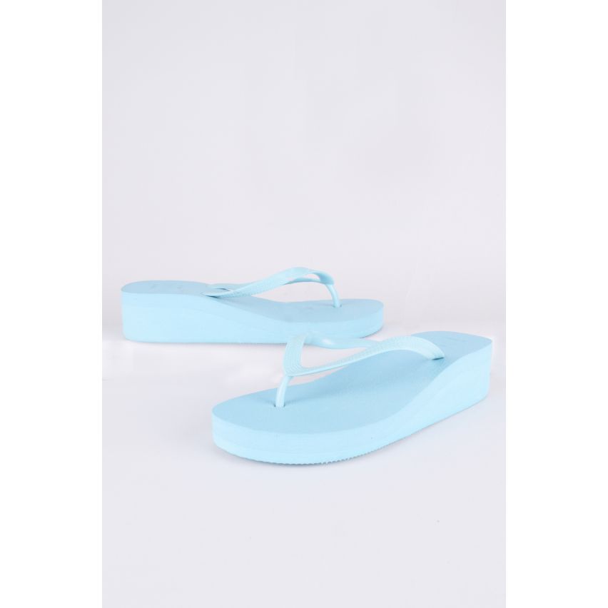 Lovemystyle Pastel bleu Wedge Flip Flop sandales