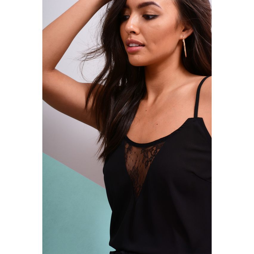 Lovemystyle zwart Vest Top Cami met Black Lace Detail