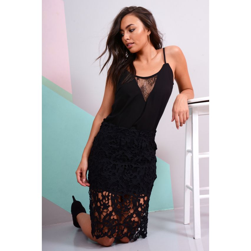 Lovemystyle zwart Vest Top Cami met Black Lace Detail