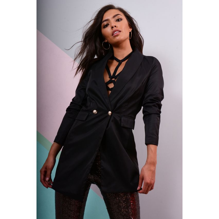 Lovemystyle noir Tuxedo Style longue lignée Blazer