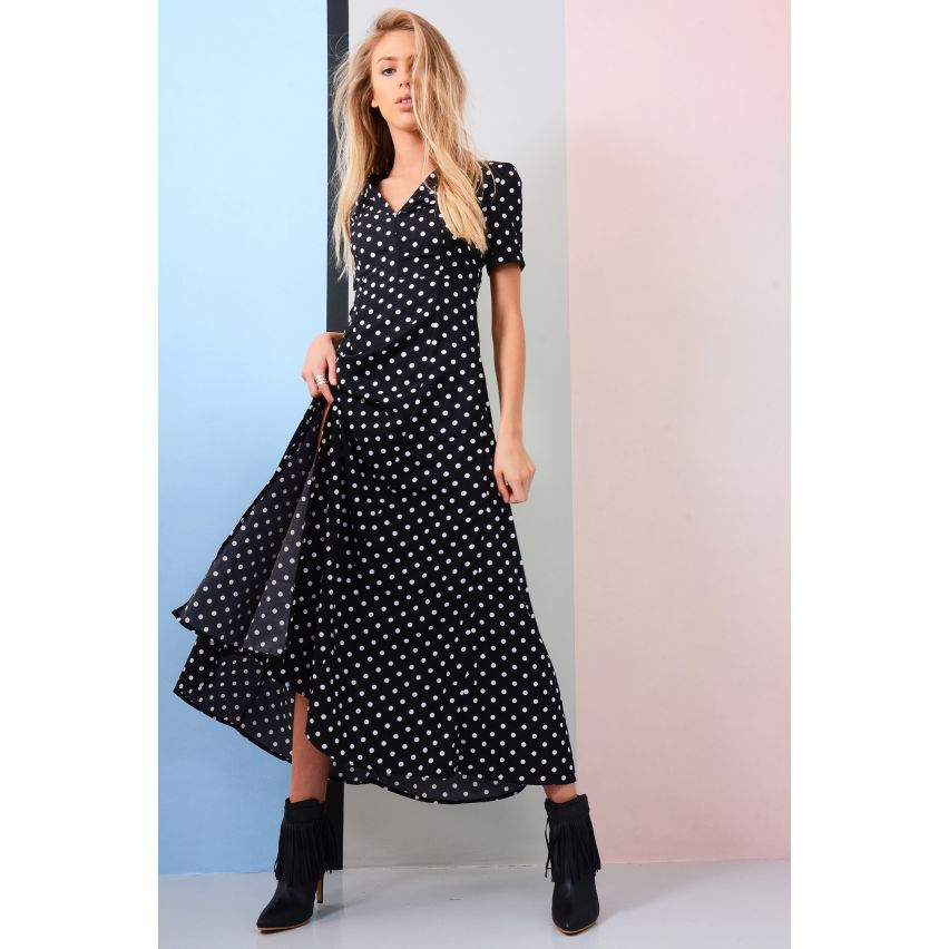Lovemystyle sort Maxi-Kleid mit Weißdruck Polk-A-Punkt