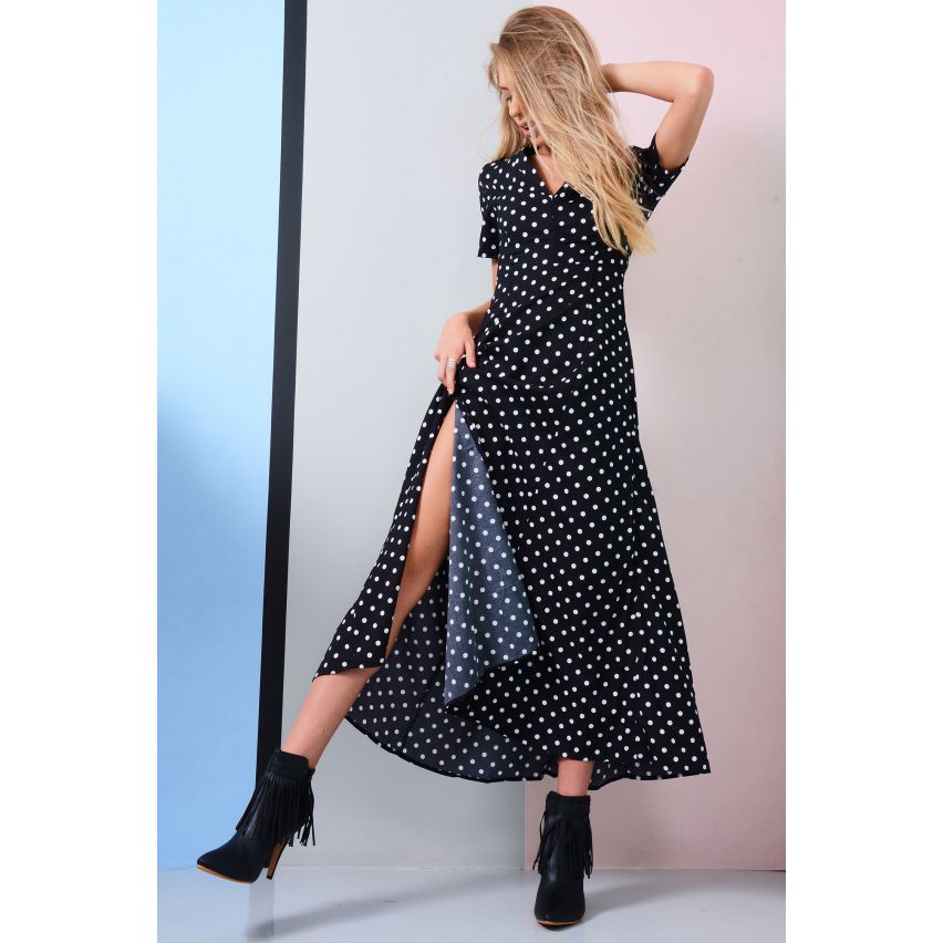 Lovemystyle sort Maxi-Kleid mit Weißdruck Polk-A-Punkt