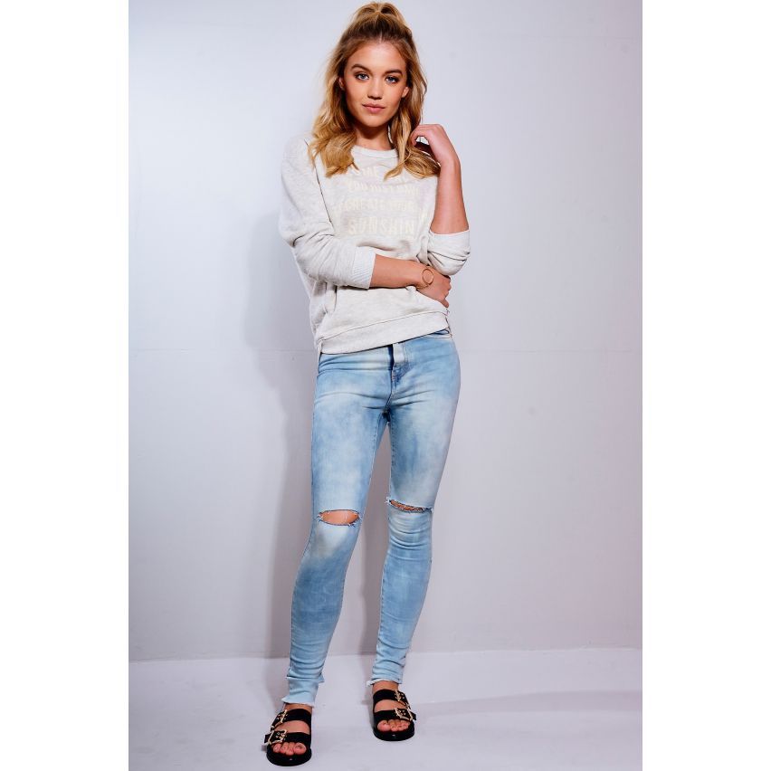 Lovemystyle waschen blau Jeans mit Knie-Schlitzen