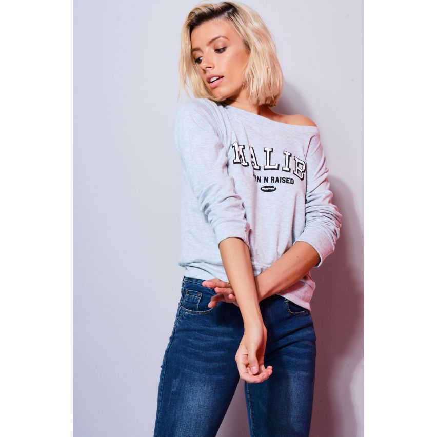 Lovemystyle Marl grå Sweatshirt med 'Malibu' Graphic