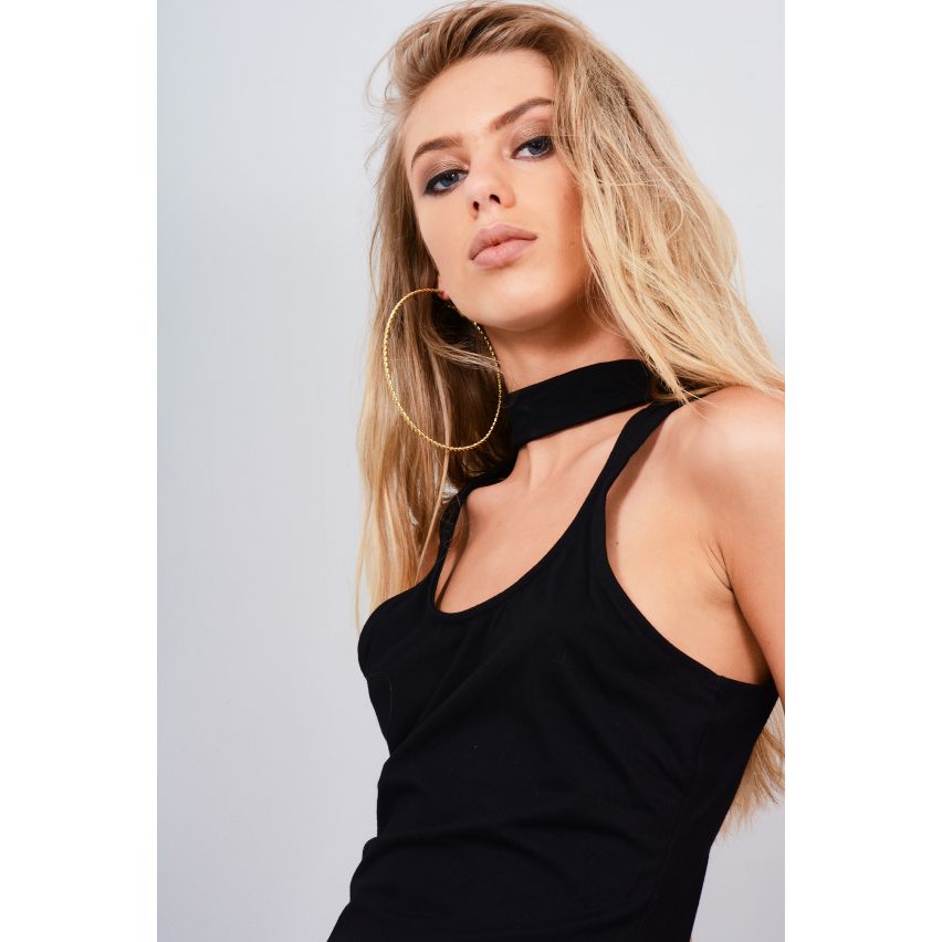 Lovemystyle schwarzes Halsband Figurbetontes Kleid mit unteren Rücken