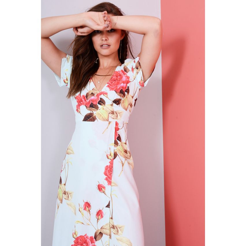 Lovemystyle Maxi-Kleid mit Blumenprint In mintgrün