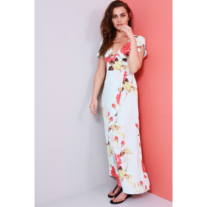 Lovemystyle Maxi robe avec imprimé Floral en vert menthe