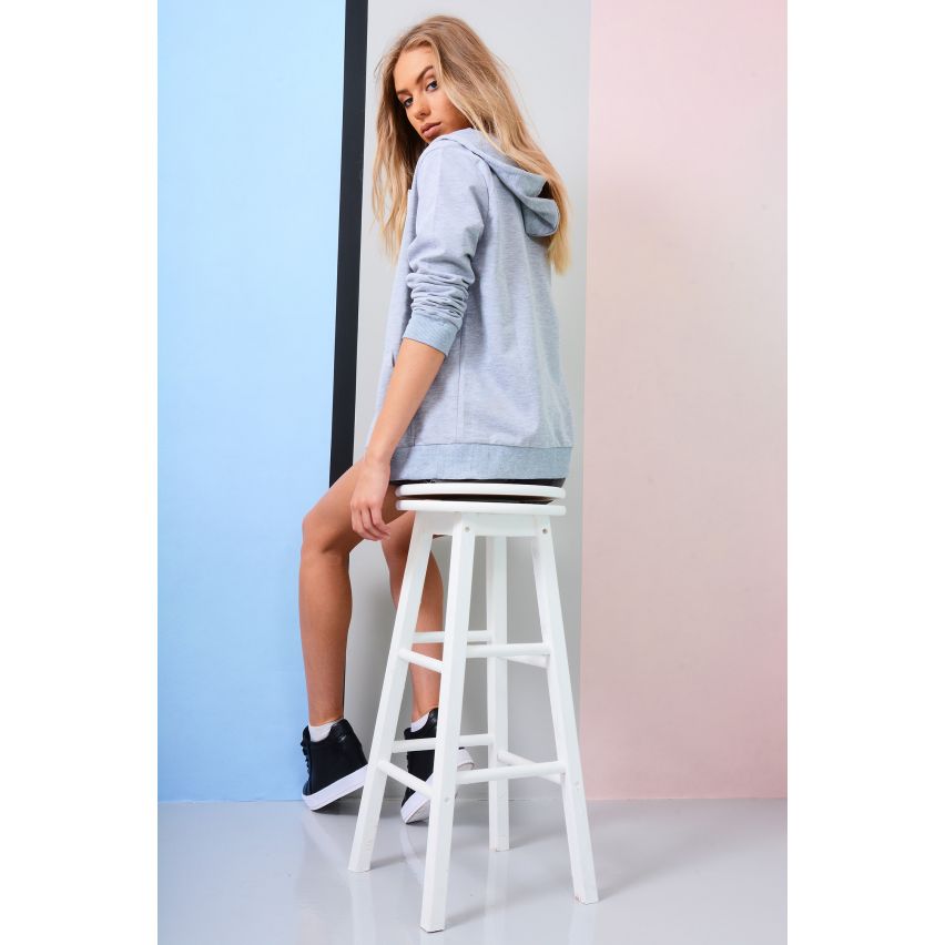Lovemystyle Casual grau mit Kapuze Jacke mit Reißverschlüssen