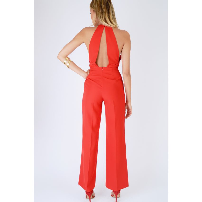 Aufwendigen Sie Alice Wrap-Around-roten Overall mit Rückenausschnitt