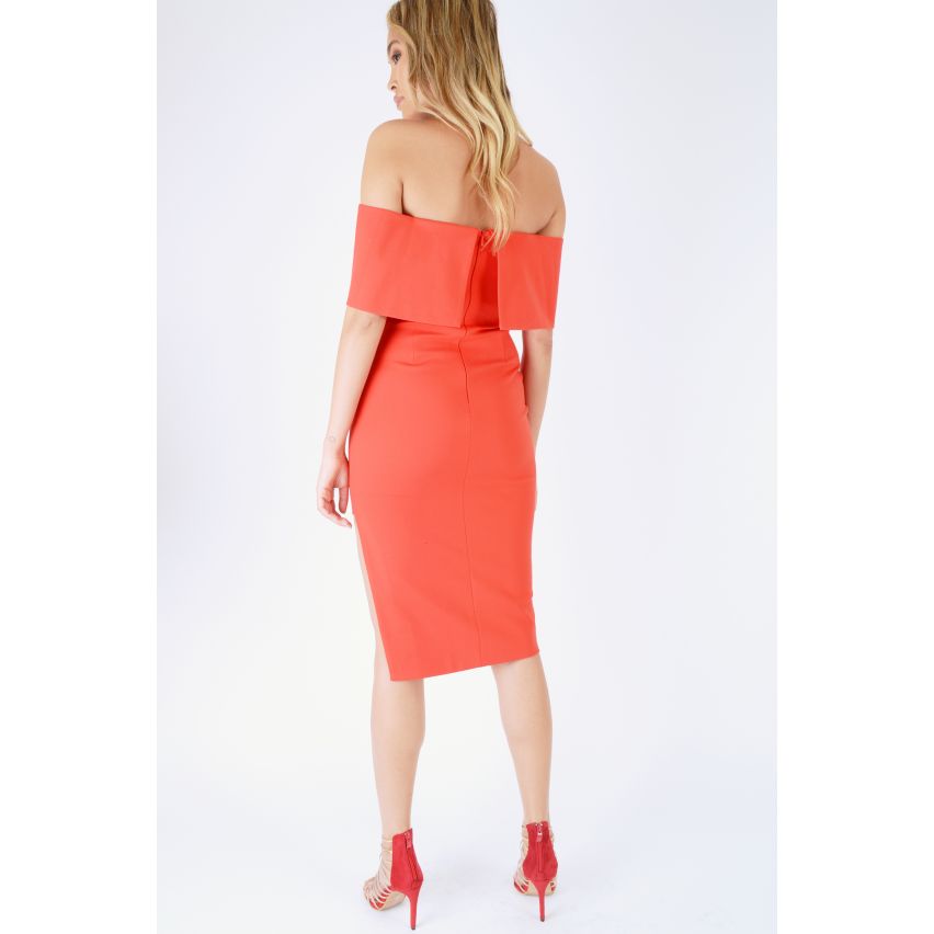 Kwistig Alice Oranje uit de schouder Bodycon jurk