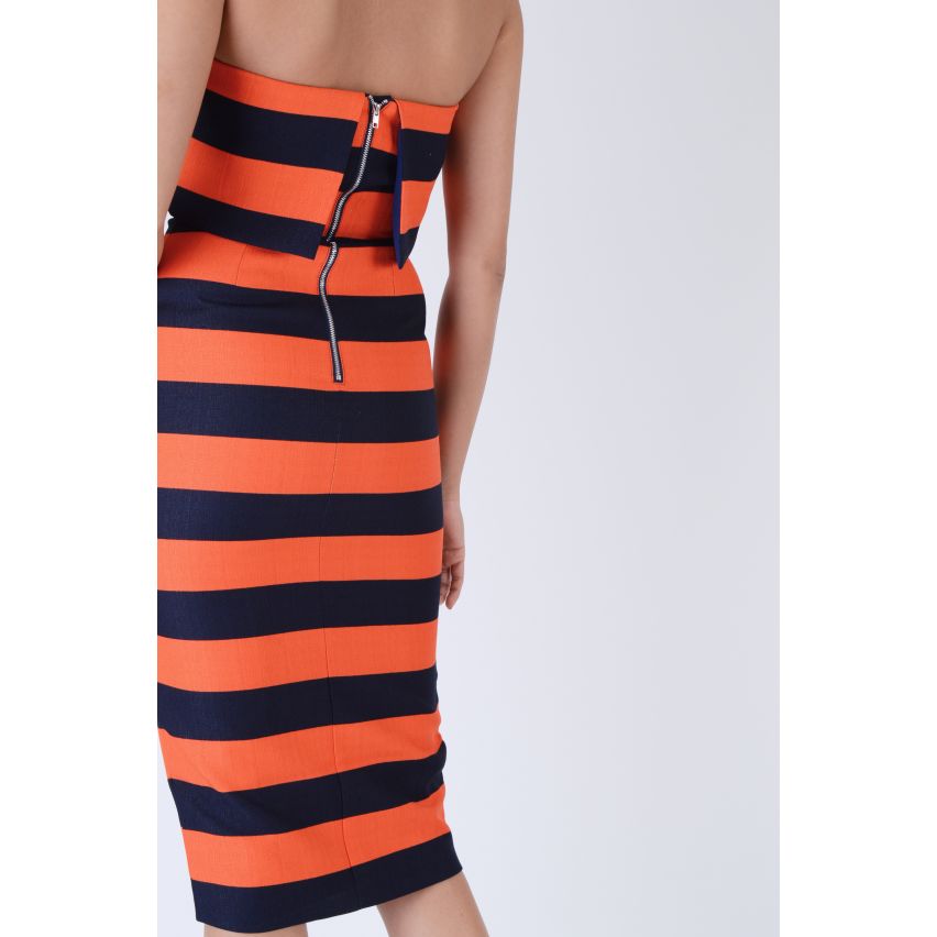 Somptueuse Alice rayé au large de l’épaule Bodycon Dress