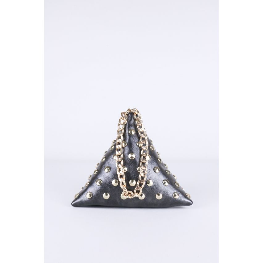 Lovemystyle Black Studded Triangular Evening Bag