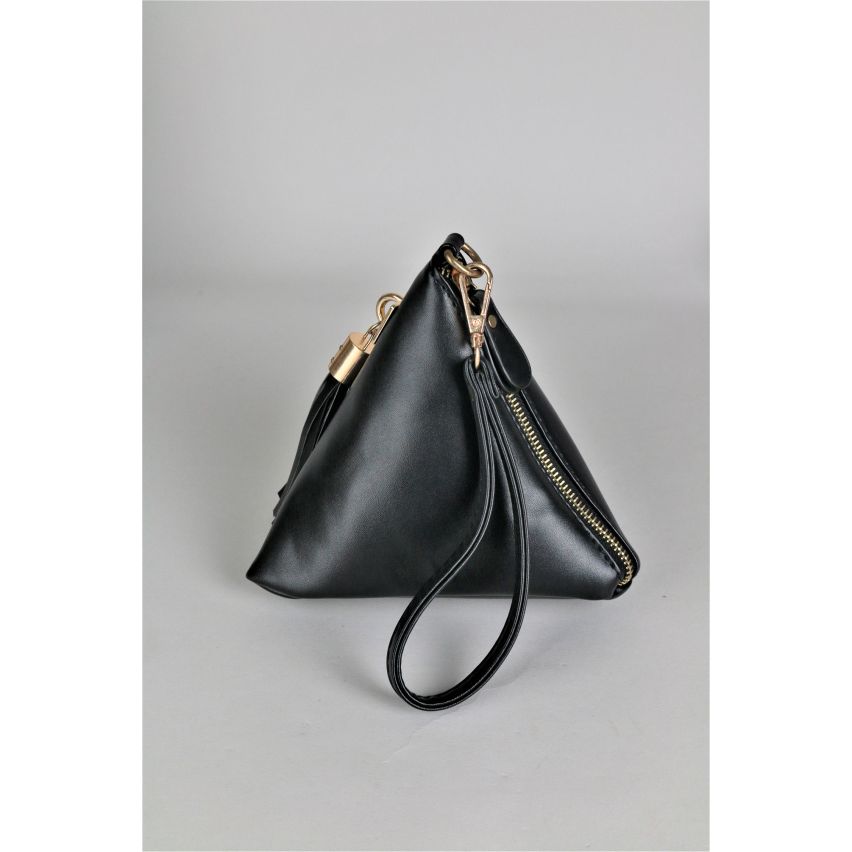 Lovemystyle Black Triangular Clutch Bag With Tassel Detail