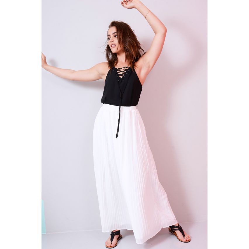 Lovemystyle wit geplooid Maxi Skirt With Chiffon Overlay