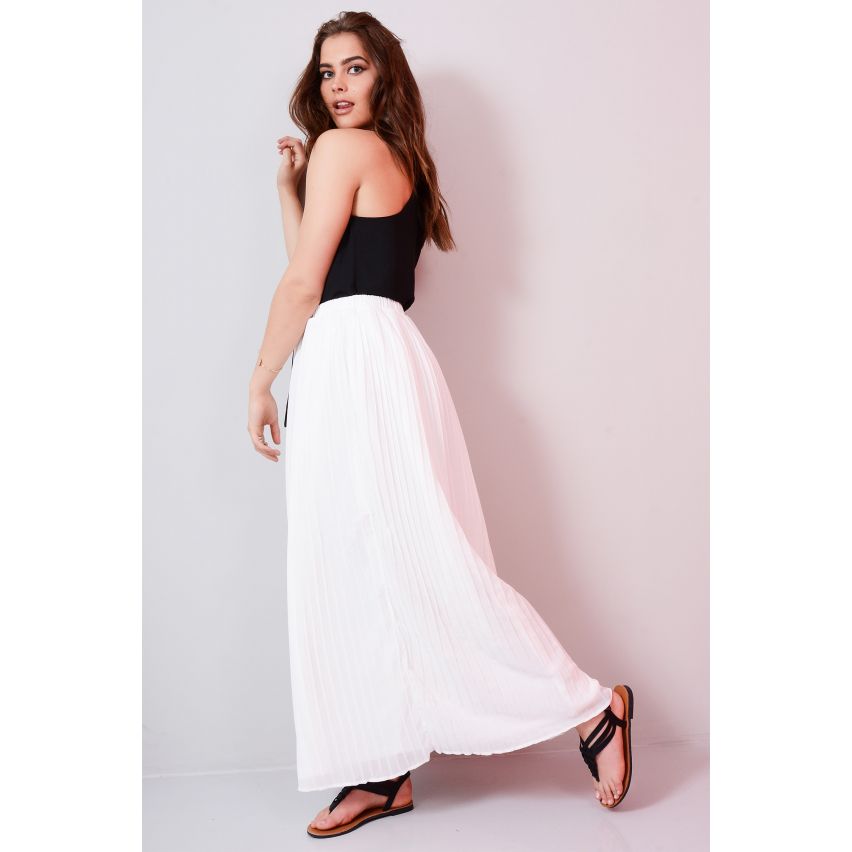 Lovemystyle wit geplooid Maxi Skirt With Chiffon Overlay