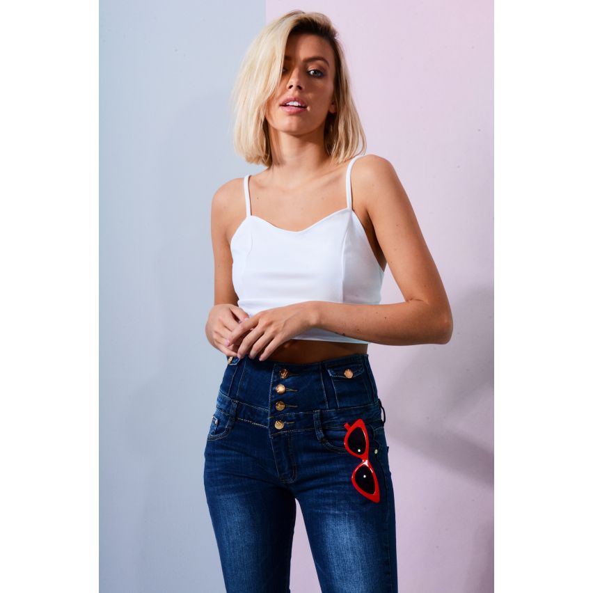 Lovemystyle White Bralette Crop Top met Sweetheart Hals