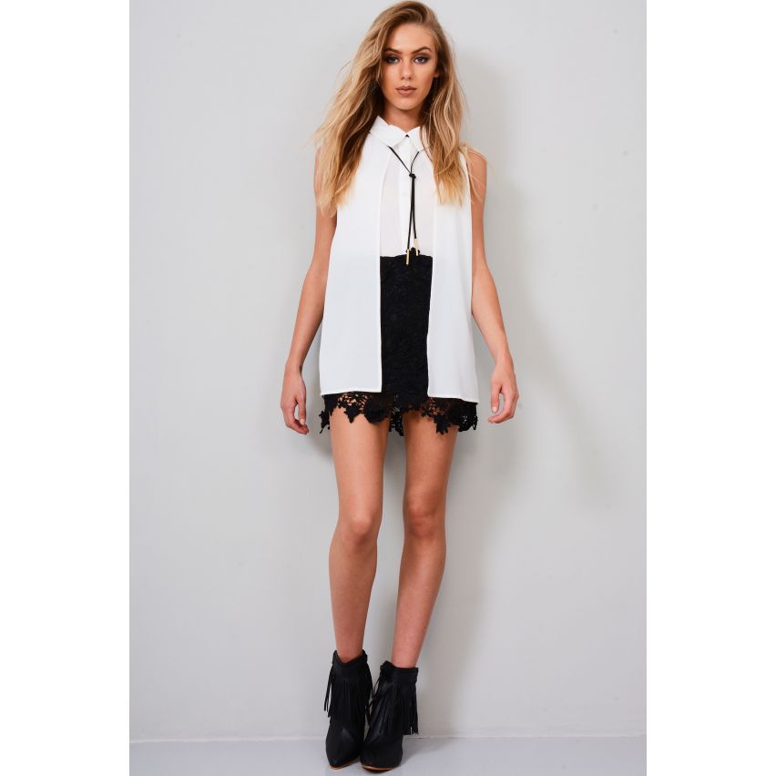 Lovemystyle noir Mini jupe en point ajouré au Crochet