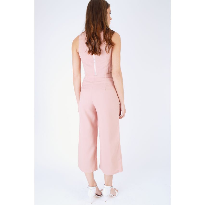 Lola May Dusty Pink High Waisted Culottes And Crop Top Co-ord