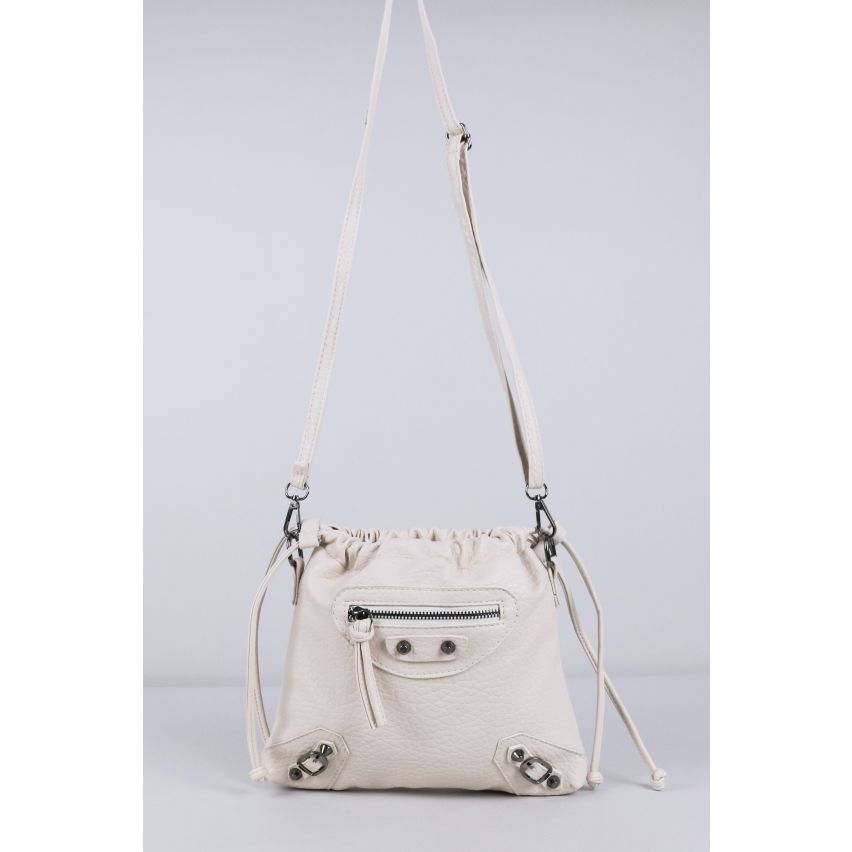 Lovemystyle Cream Cross Body tas met pit en gesp Detail