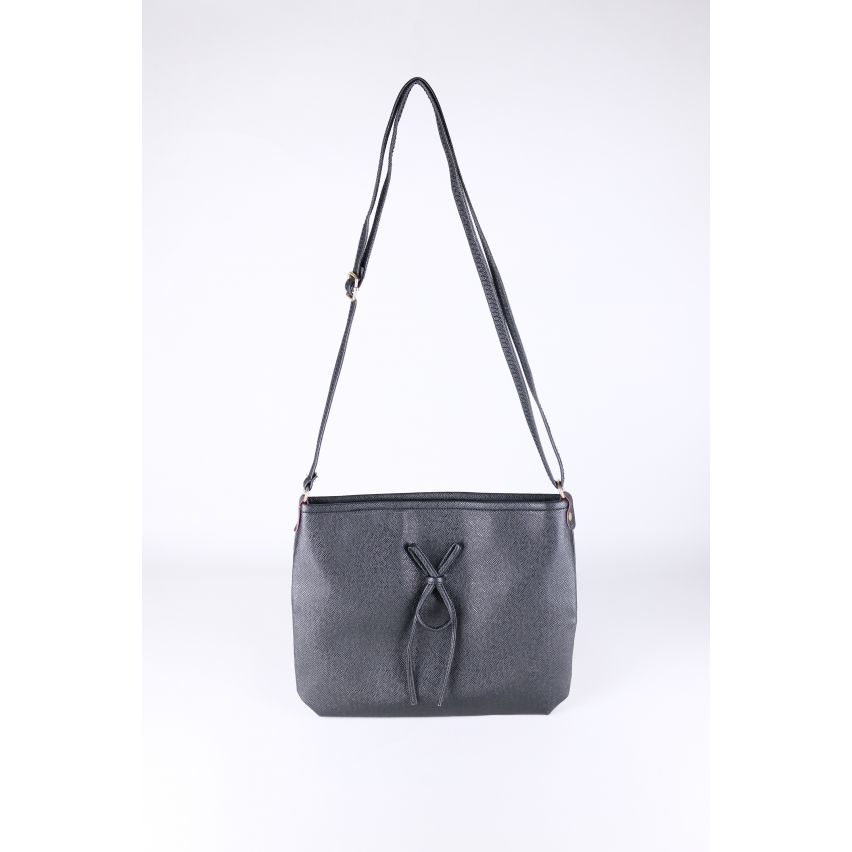 Lovemystyle schwarze schlanke Umhängetasche mit Schleife vorne