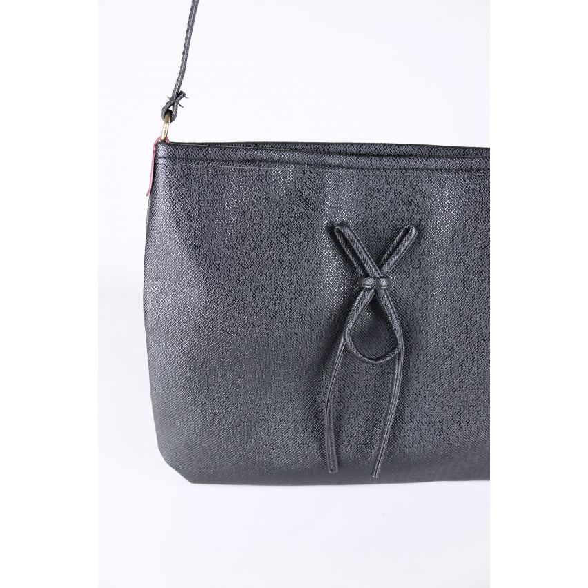 Lovemystyle schwarze schlanke Umhängetasche mit Schleife vorne