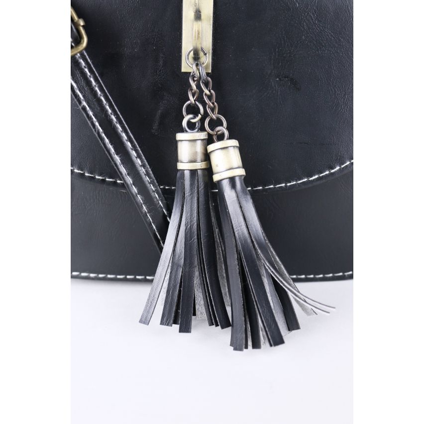 Lovemystyle kleine schwarze Seitentasche mit großen goldenen Quaste