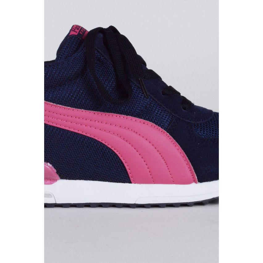 Lovemystyle Marine Keil Trainer mit Rosa Akzent