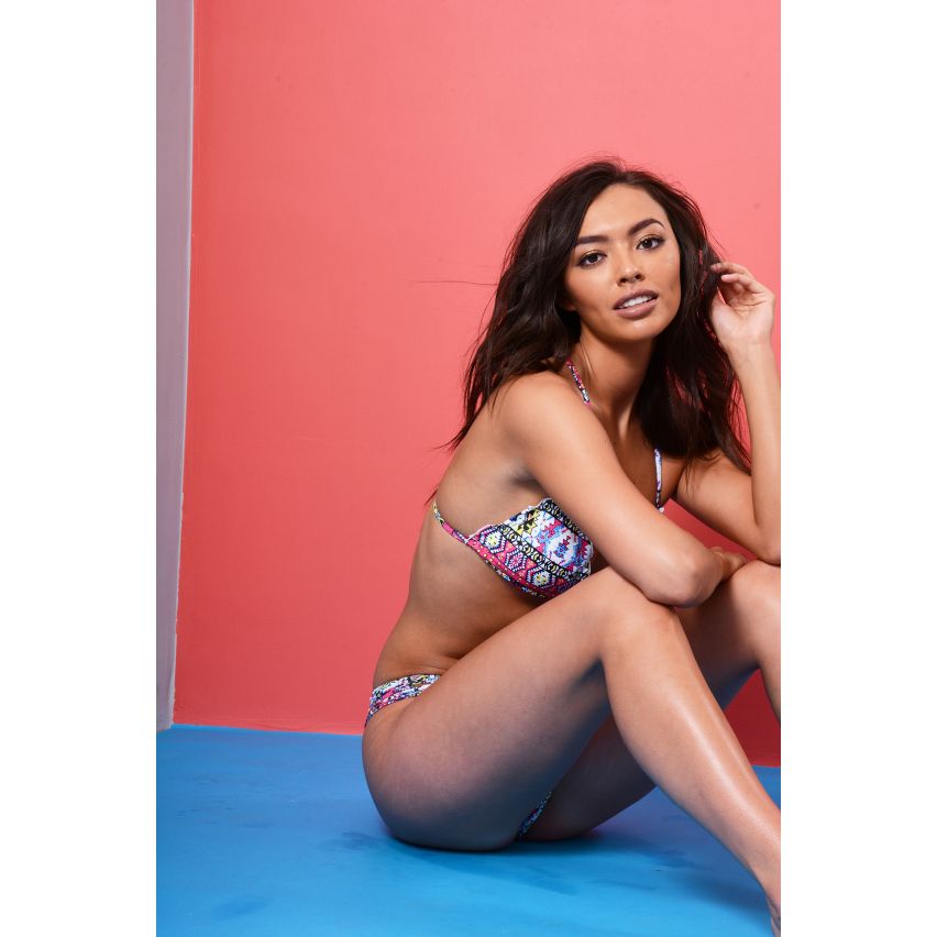 Lovemystyle Azteken Design Bikini Set In weiß Multi