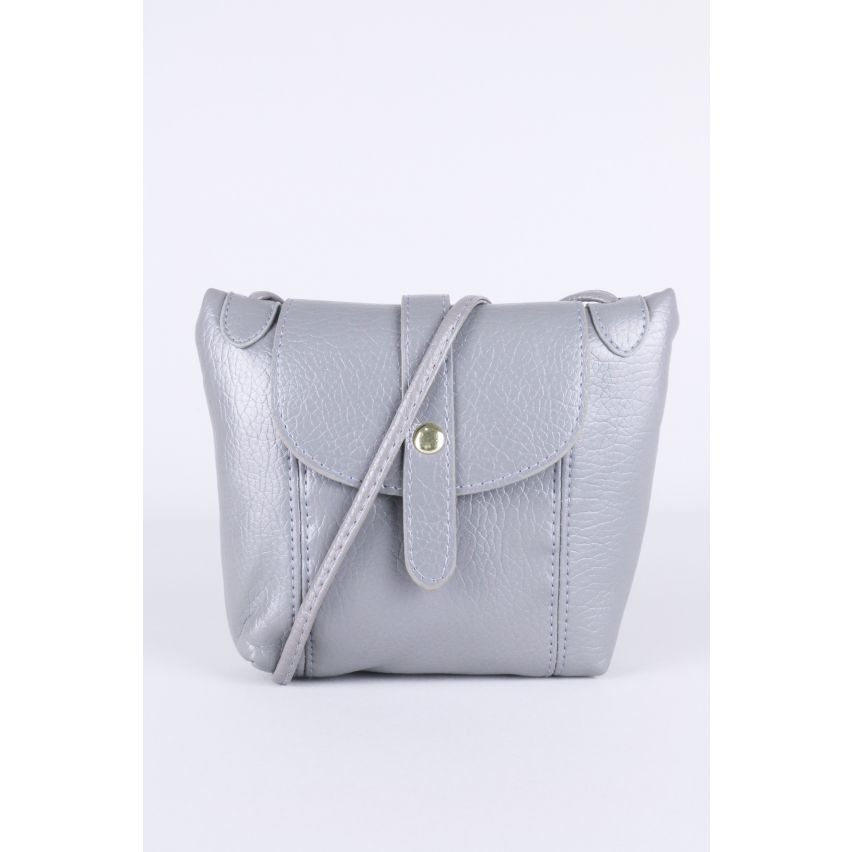 Lovemystyle Grey Cross Body Bag With Popper Clasp