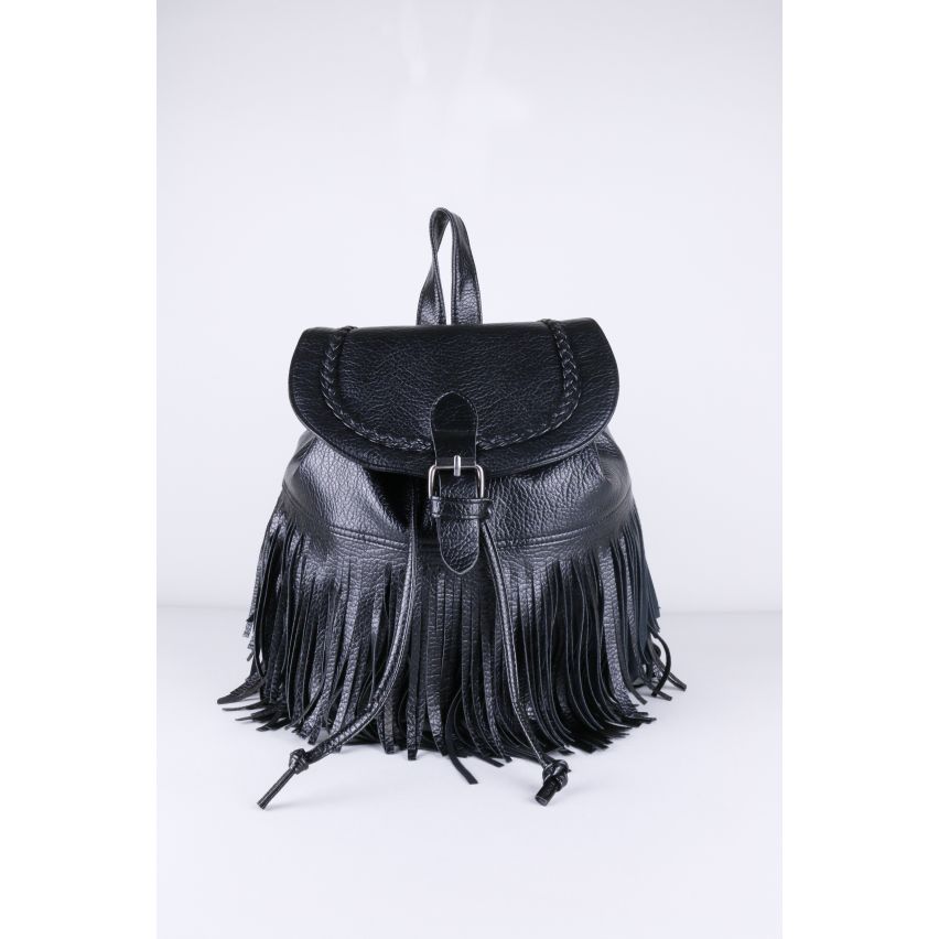 Lovemystyle Medium svart ryggsäck med plym