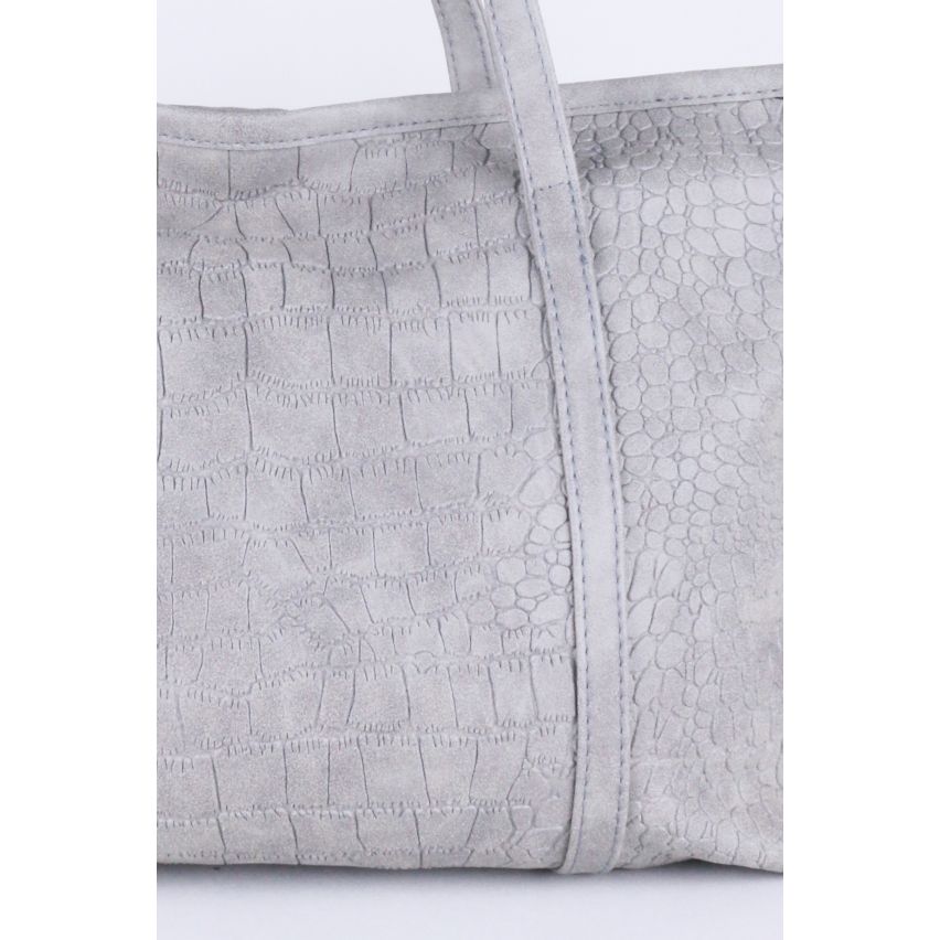 Lovemystyle grijs Faux Suede Snake Skin Tote tas