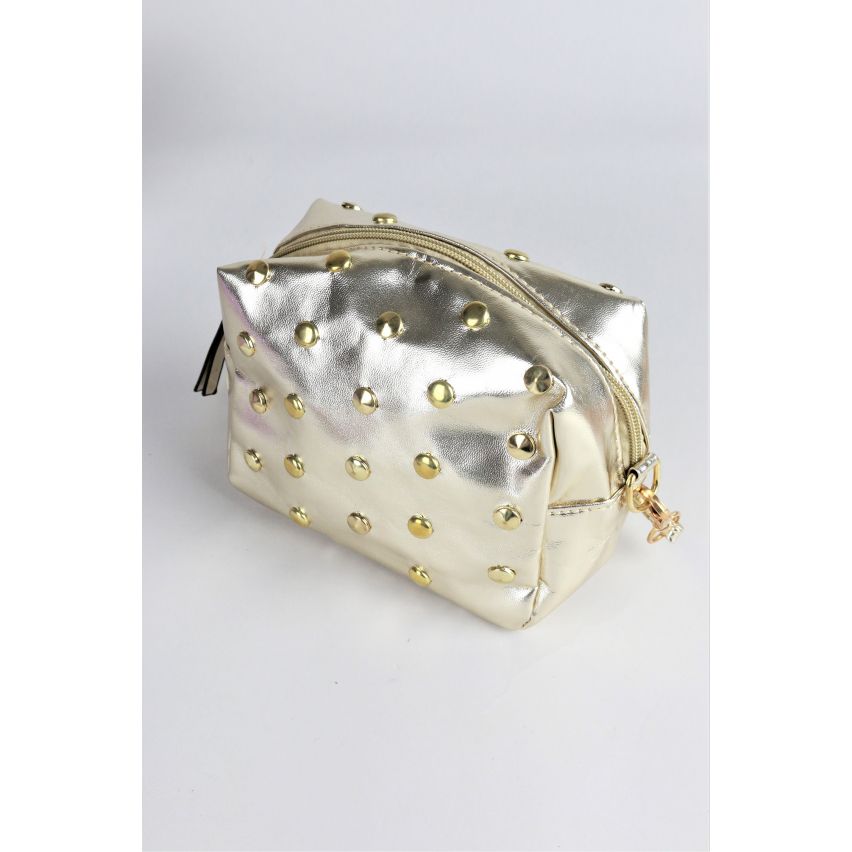 Lovemystyle Box Side Bag With Gold Studs In Gold - SAMPLE