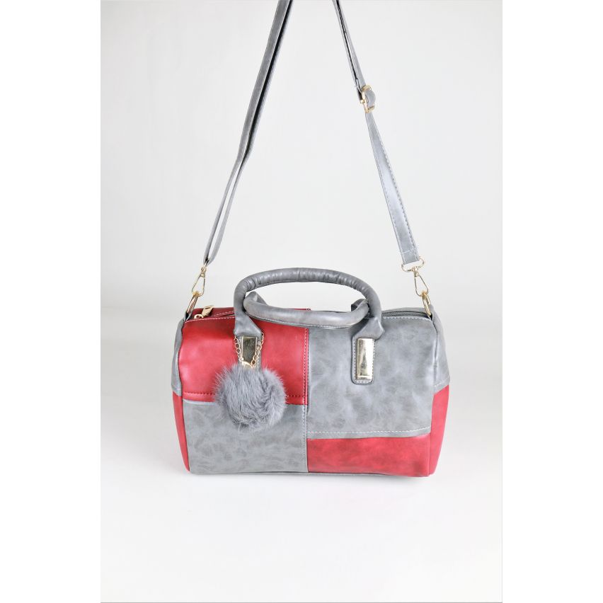 Lovemystyle Red Checkered Handbag With Pom-Poms - SAMPLE