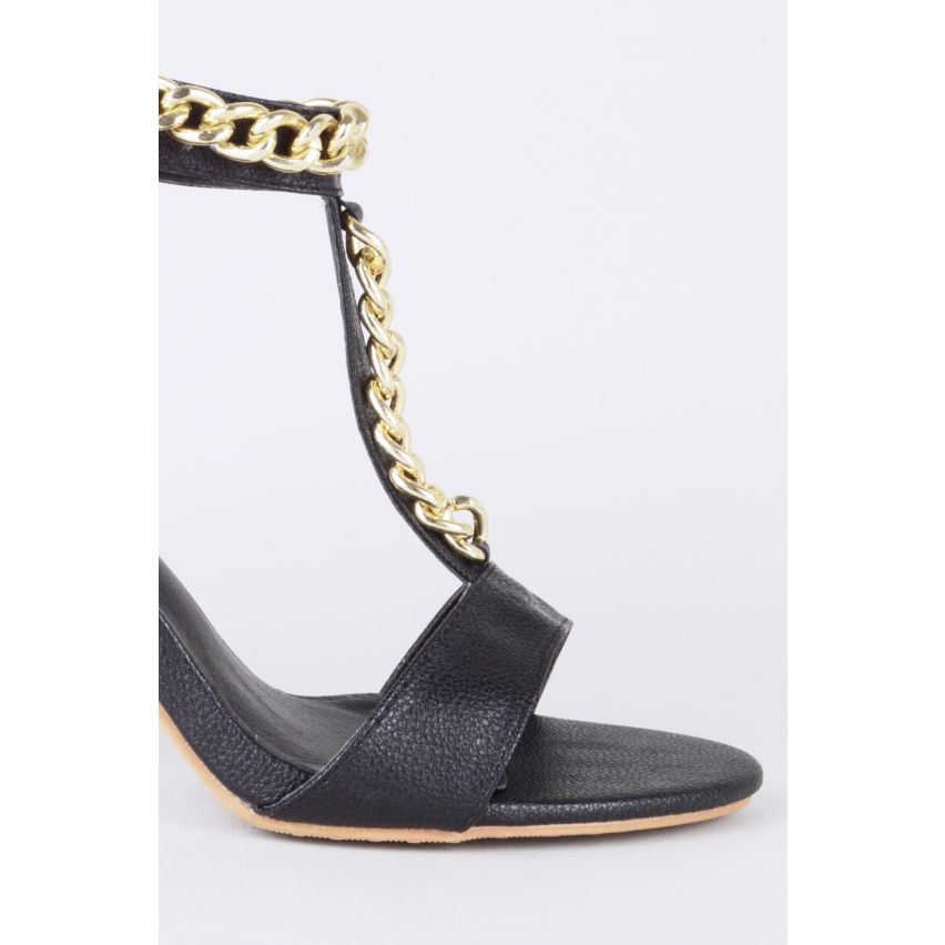 Lovemystyle Barely There Black Heels mit Goldkette