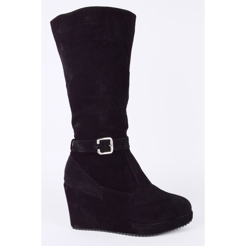 Lovemystyle Knee High Boots With Wedge Platform In Black