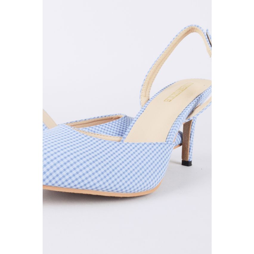 LMS bout pointu bleu Vichy Sling Back Escarpin avec talon Mid