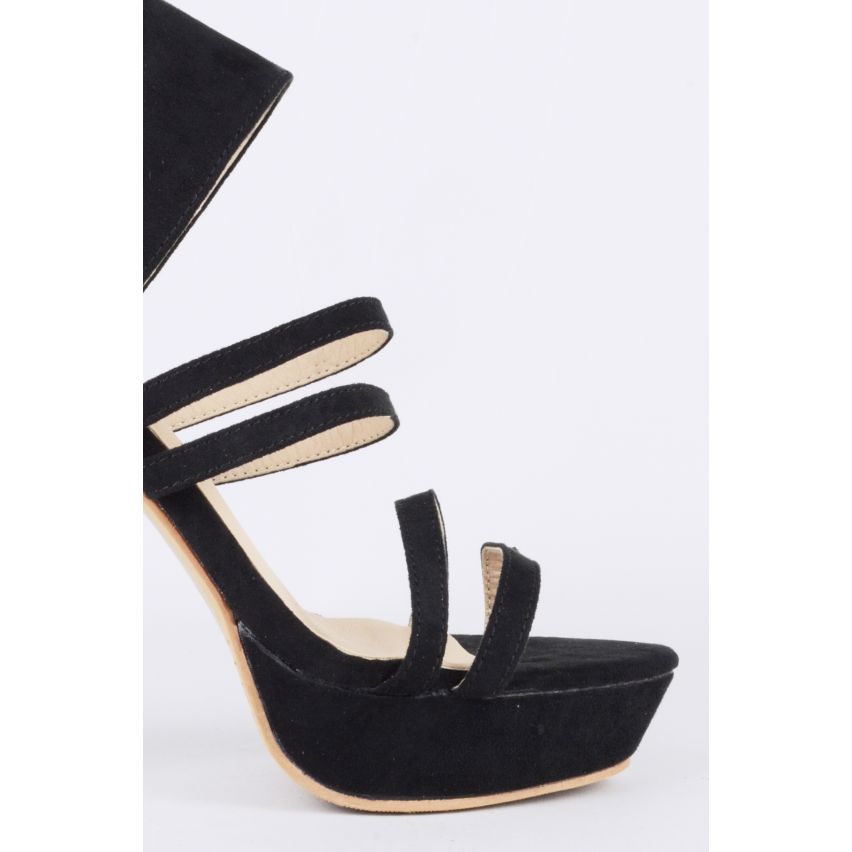 Multiple Lovemystyle sangle daim noir talons plate-forme
